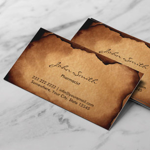 Carte De Visite Vieux pharmacien de papier brûlé vintage