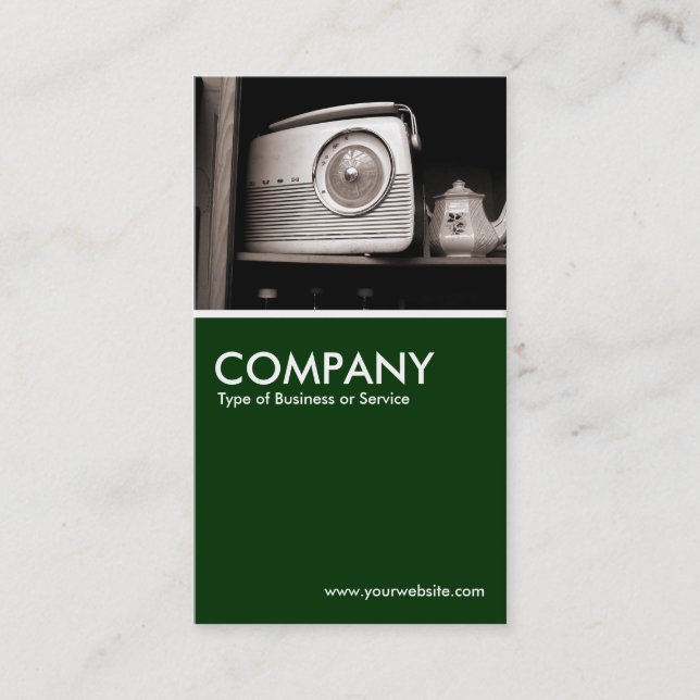 Carte De Visite Vieux Radio - Vert foncé (Devant)