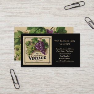 Carte De Visite Vieux Raisins Vintages de mode, Vin pourpre et noi