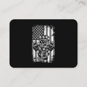 Carte De Visite Vieux Véhicule Musclé Piston Drapeau Américain Drô