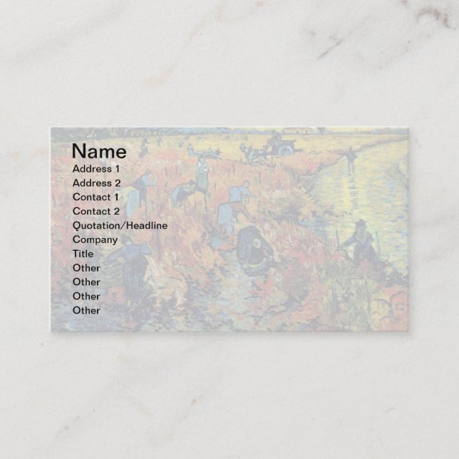 Carte De Visite Vigne rouge à Arles de Vincent Van Gogh (Devant)