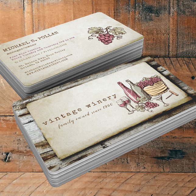 Carte De Visite Vignoble de cave à vin vintage peint à la main (Créateur téléchargé)