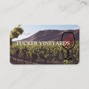 Carte De Visite Vignoble   Logo élégant Verre à vin