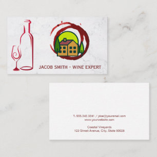 Carte De Visite Vignoble   Logo en verre de bouteille de vin