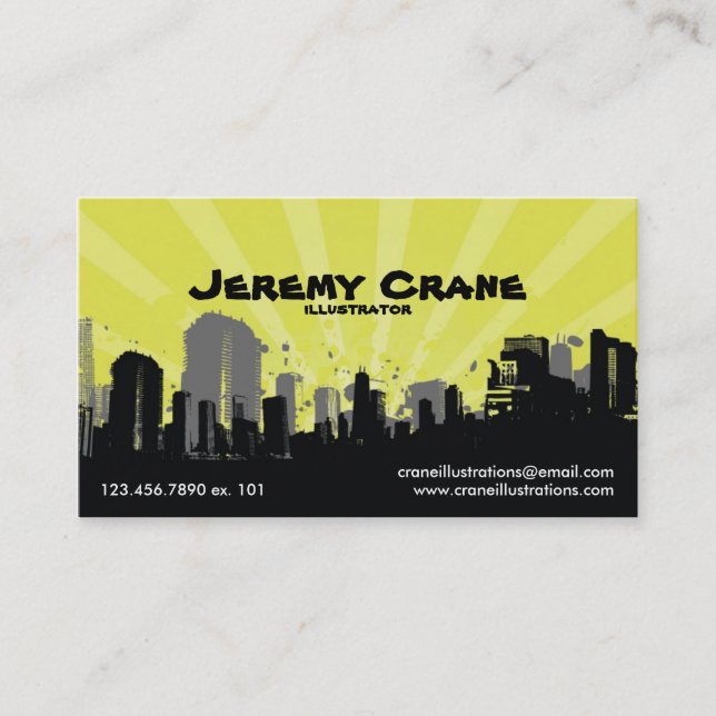 Carte De Visite Ville de Grunge urbaine - Jaune (Devant)