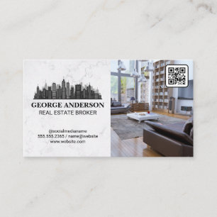 Carte De Visite Ville Skyline   Salon   Code QR