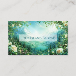 Carte De Visite Ville White Rose Floral et Sunny Mountain Valley