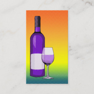 Carte De Visite vin comique demi-ton verre et bouteille