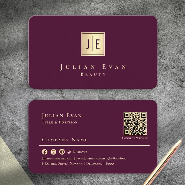 Carte De Visite Vin de Bourgogne Professionnel & Luxe Monogramme O (Professional Burgundy Wine & Gold Luxury Monogram Business Card)