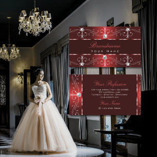 Carte De Visite Vin Foncé Ornemental Rouge Ornat Bordures