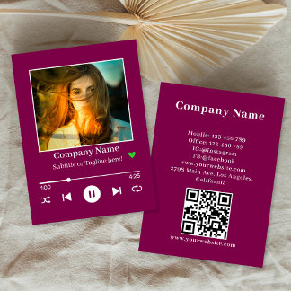 Carte De Visite Vin magenta Couverture de l'album photo Code QR