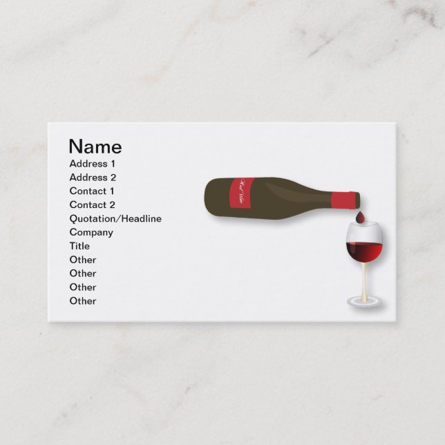 Carte De Visite Vin rouge (Devant)