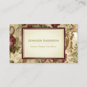 Carte De Visite Vin vintage rose et or floral