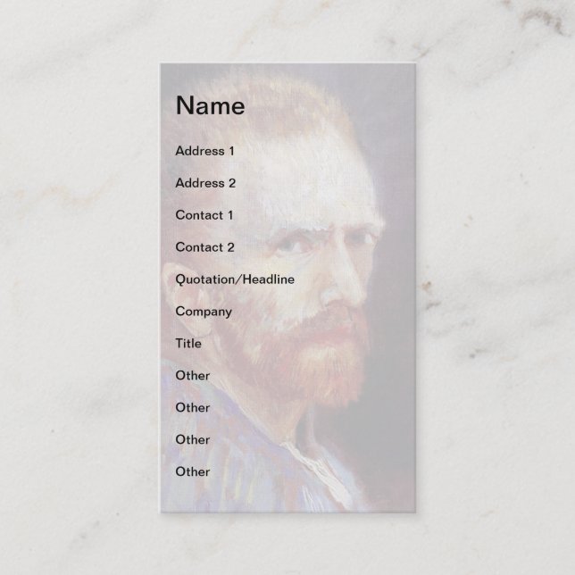 Carte De Visite Vincent Van Gogh - Autoportrait de 1887 (Devant)