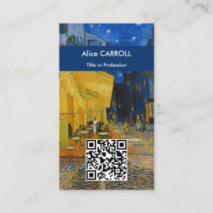 Carte De Visite Vincent van Gogh - Café Terrasse à la nuit - QR Co