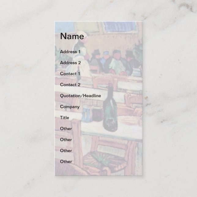 Carte De Visite Vincent Van Gogh - Intérieur d'un restaurant (Devant)