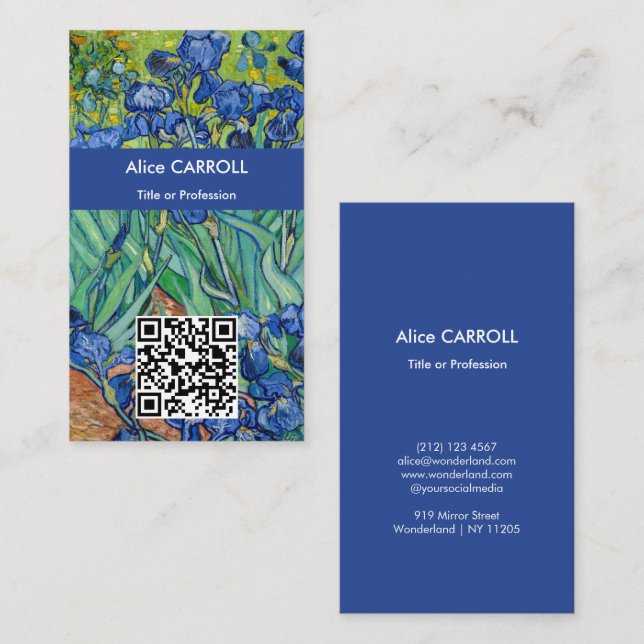 Carte De Visite Vincent Van Gogh - Iris - Code QR (Devant / Derrière)
