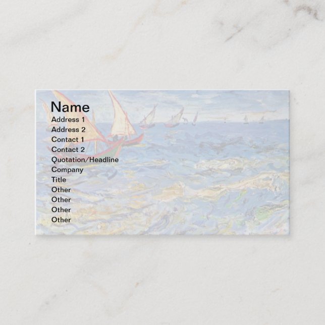 Carte De Visite Vincent Van Gogh - La Mer à Saintes-Maries (Devant)