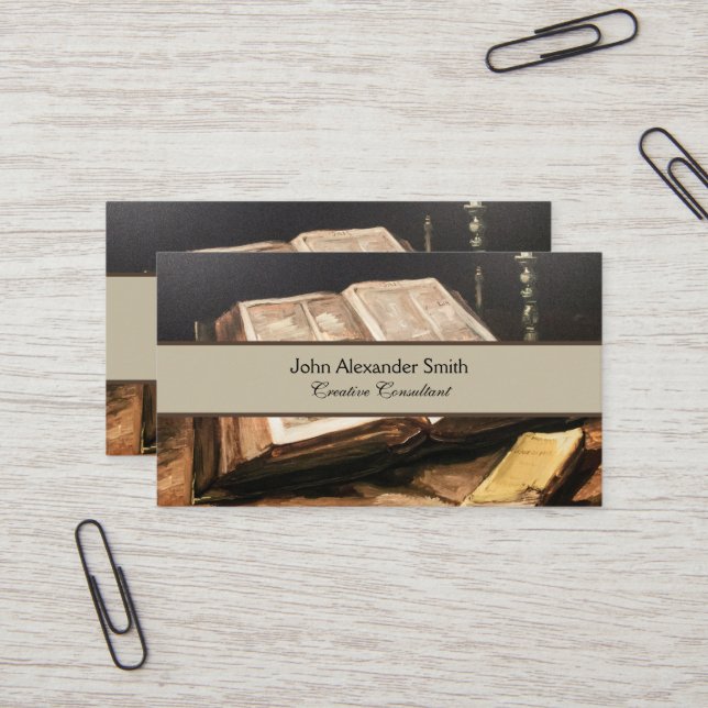 Carte De Visite Vincent van Gogh : La vie morte avec la Bible (Devant/Arrière en situation)