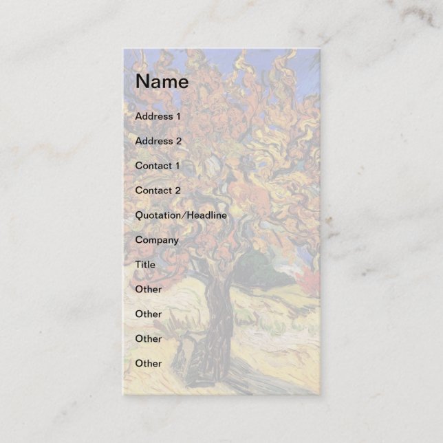 Carte De Visite Vincent Van Gogh - Le Mûrier Beaux-Arts (Devant)