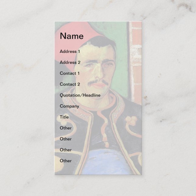 Carte De Visite Vincent Van Gogh - Le Zouave - Portrait de soldat (Devant)