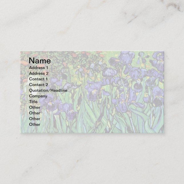 Carte De Visite Vincent Van Gogh - Les Iris - Flower Lover Fine Ar (Devant)