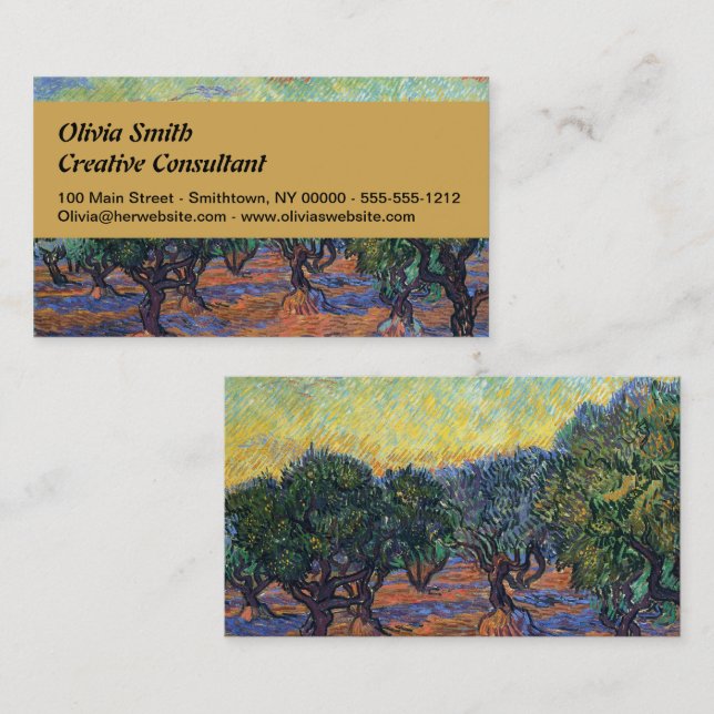 Carte De Visite Vincent Van Gogh Oliveraie Impressionnisme Art (Devant / Derrière)