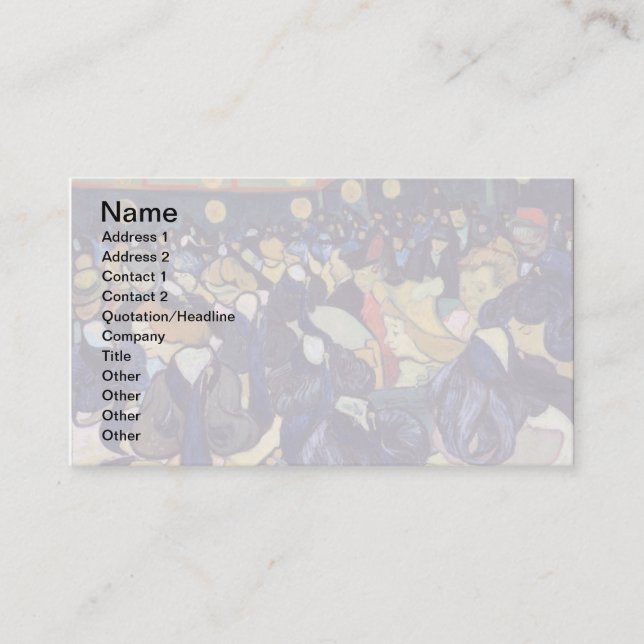 Carte De Visite Vincent Van Gogh - Salle de danse à Arles (Devant)
