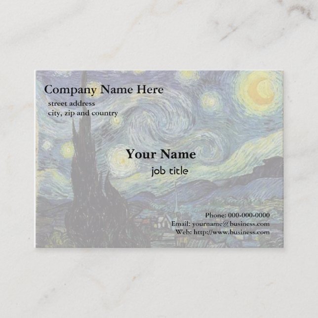 Carte De Visite Vincent van Gogh, Starry Night (Devant)