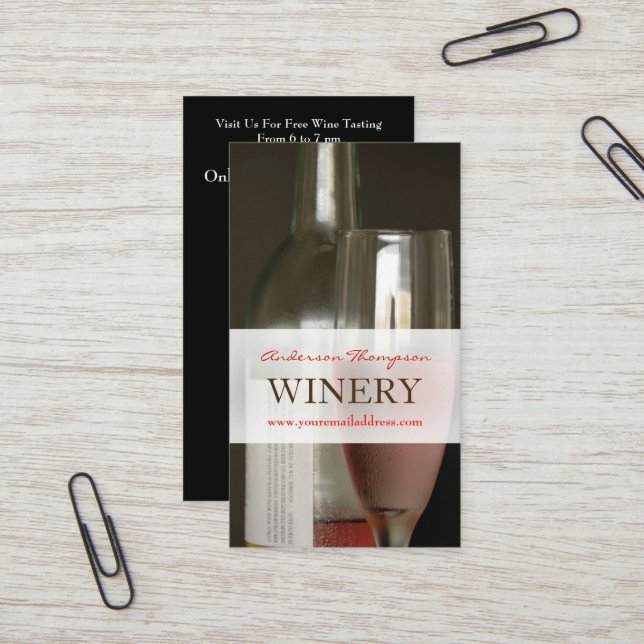 Carte de visite vinicole Wine Bar (Devant/Arrière en situation)