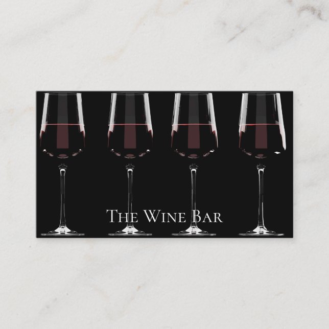 Carte De Visite Vins avec vin rouge sur noir (Devant)
