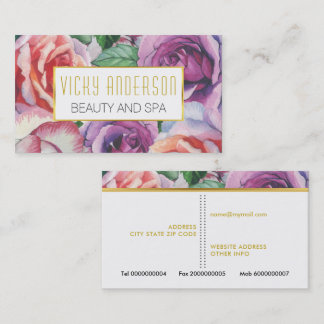 Carte De Visite Vintage aquarelle rose