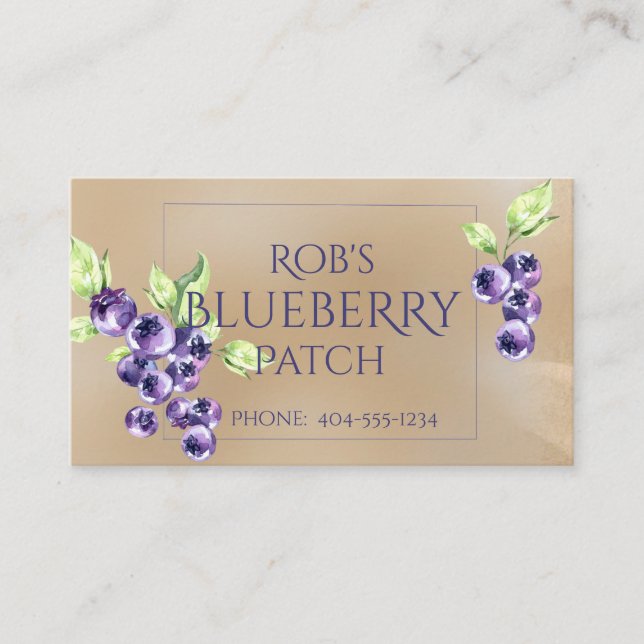 Carte de visite vintage Blueberries (Devant)