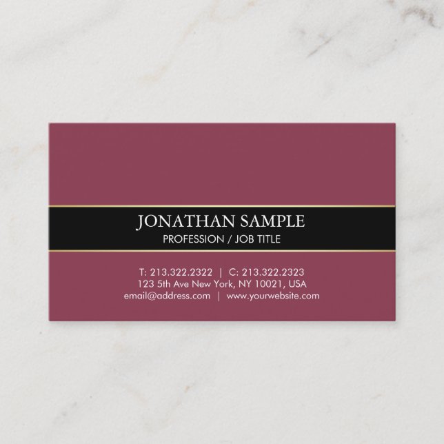 Carte De Visite Vintage Bordeaux Color Premium Silk Elite Luxe (Devant)