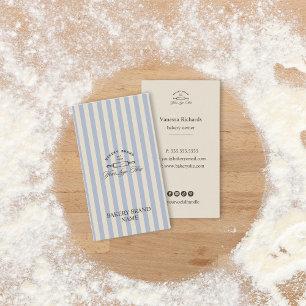 Carte De Visite Vintage Boulangerie Bleue Français Logo Boulangeri