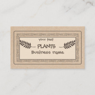 Carte De Visite Vintage branche plante Kraft rustique