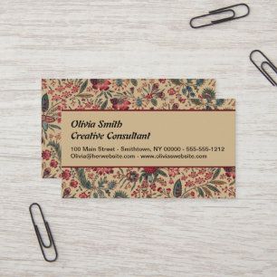 Carte De Visite Vintage Broderie Antique Florale Ameublement