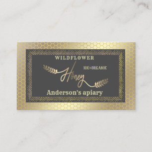 Carte De Visite Vintage calligraphie or rustique branche miel