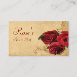 Carte De Visite Vintage Caramel fleuriste Brown et Rose