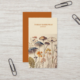 Carte De Visite Vintage Champignon naturaliste brûlé orange