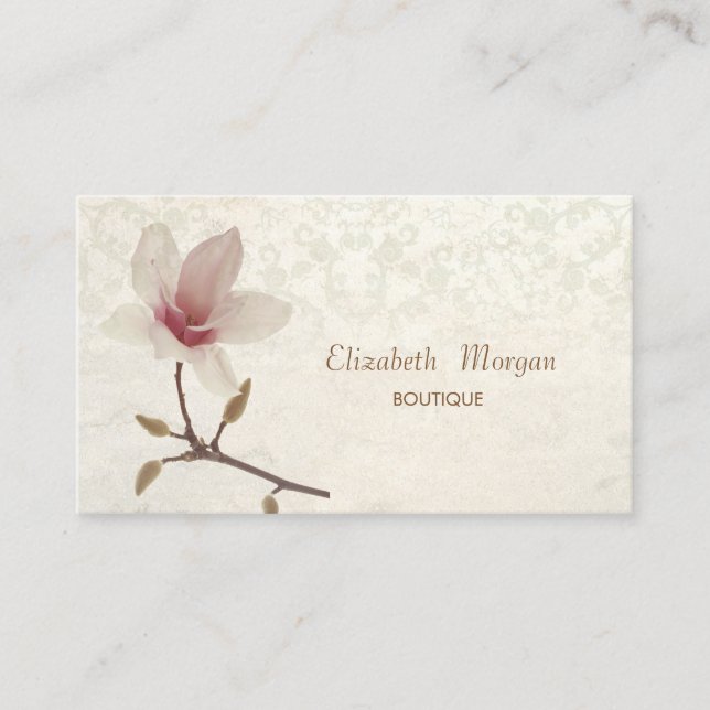 Carte De Visite Vintage Chic Magnolia, Dentelle (Devant)