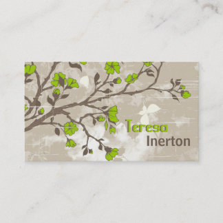 Carte De Visite Vintage citron vert fleurs grunge floral taupe