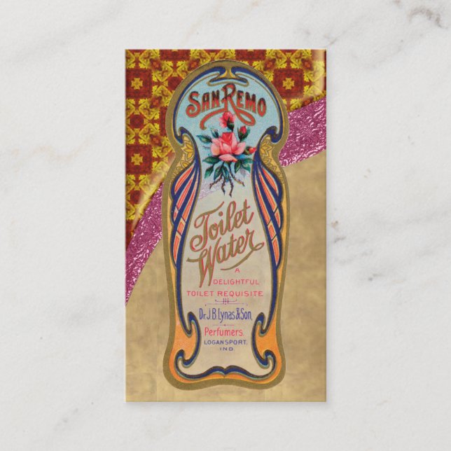 Carte de visite vintage d'affiche de l'eau de (Devant)