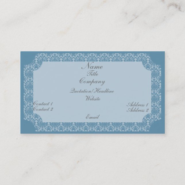 Carte de visite vintage Damask, bleu clair (Devant)