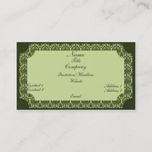 Carte de visite vintage Damask, vert olive