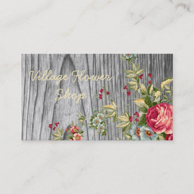 Carte de visite vintage de fleuriste avec des (Devant)