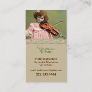 Carte de visite vintage de professeur de violon