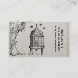 Carte de visite vintage de ruche d'abeille de miel