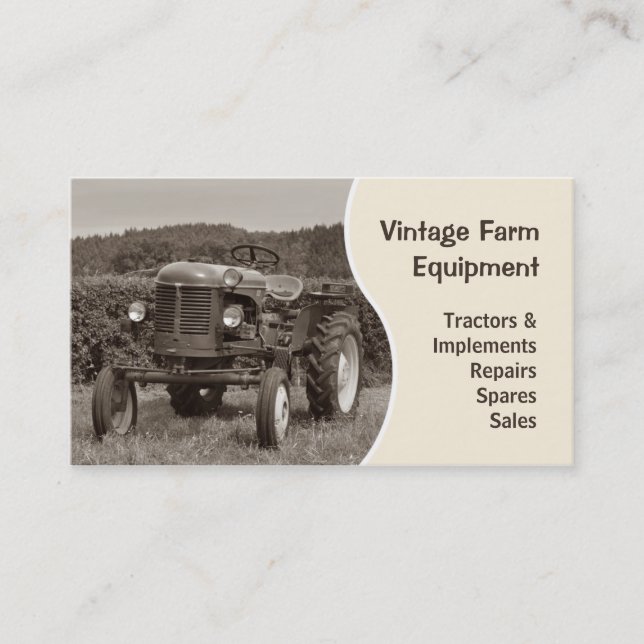 Carte de visite vintage de tracteur (Devant)