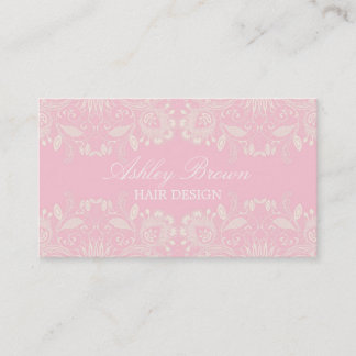 Carte de visite vintage en dentelle rose et blanc